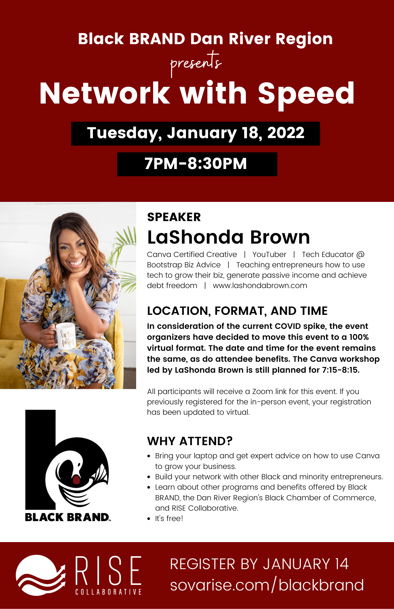 Event flyer Black BRAND presents Network with Speed featuring LaShonda Brown