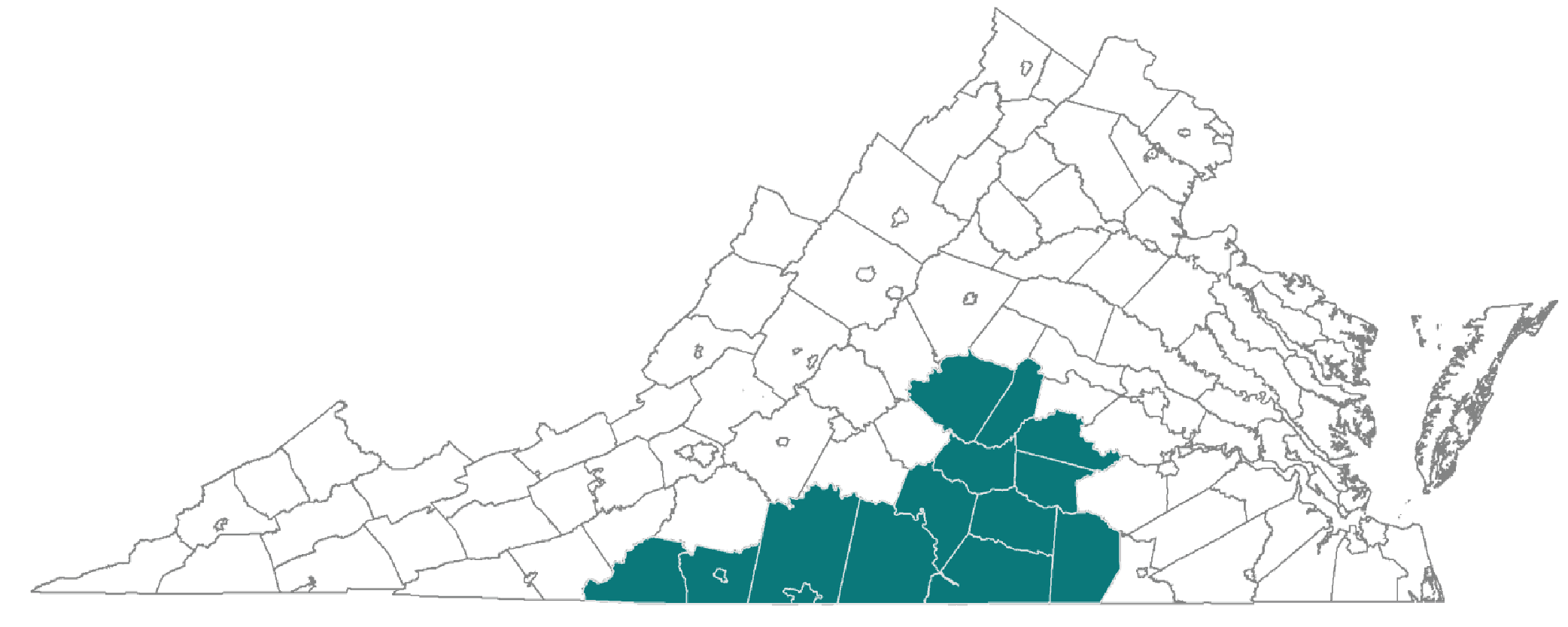 Map of GO Virginia Region 3 Counties in Southern Virginia
